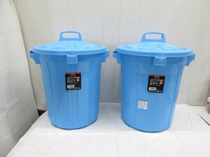 05Y005 【 中古品 】 TRUSCO エコペール 丸型 ４５Ｌ 蓋付ゴミ箱 全２個セット 現状渡し