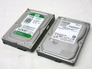 05K041 WesternDigital・東芝 3.5インチ SATA HDD 1TB (1000GB) 2個セット ※使用時間長い 中古 正常確認 現状売り切り