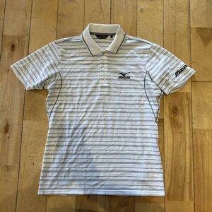 *MIZUNO GOLF/ Mizuno Golf / polo-shirt / short sleeves / border pattern / dry / speed ./ sport / men's /L size 