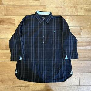 *BURBERRY BLACK LABEL/ Burberry Black Label / 7 минут рукав / рубашка / проверка рубашка / в клетку / тянуть over / Logo / мужской /L размер 