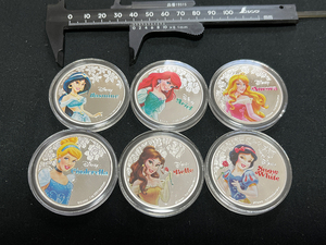 【X321】海外丸形記念銀貨　カラーコイン メダル 2020年ニュージーランド エリザベスⅡ ディズニー 白雪姫 6枚
