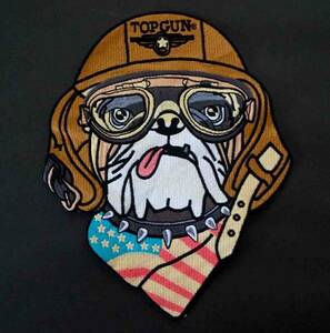 特大《US犬TP飛行士》■新品『 TOP GUN　トップガン BULL DOG ブルドッグ・USA』■ 高品質 ワッペン◎ ミリタリー ■【DIY】《開運 》