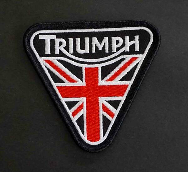 圧着IR■『DX角丸逆三TP二輪』英国旗■新品TRIUMPH トライアンフ バイク オートバイ イギリス刺繍ワッペン■二輪車　レース■洋服・衣類DIY