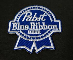 《青白BR》■Pabst Blue Ribbonパブストブルーリボンビール BEER アメリカ 刺繍ワッペン■USアメリカ■音楽 ミュージック◆◇◆ミリタリー