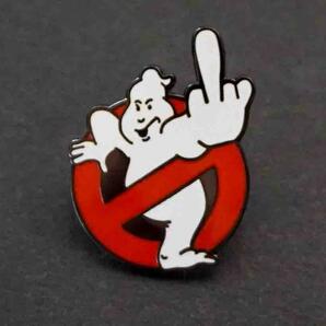 《PIN中指白お化けUS標識》■新品『ゴーストバスターズ Ghostbusters』 ■■映画　ムービー アメリカ■ ピンバッジ バッチ