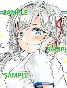 Art hand Auction オリジナル 手書き イラスト A4 体操服を脱ぐ女の子 いちごパンツ, コミック, アニメグッズ, 手描きイラスト