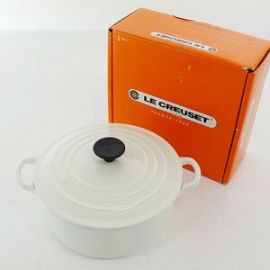 ★中古★LE CREUSET ル・クルーゼ ココット・ロンド ホワイト 25001-20-01 20cm 2.4L 両手鍋(ホーロー鍋)★【SP426】