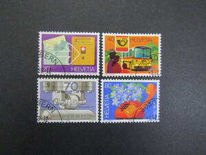 ●　「スイスの切手】【消印あり】　「郵便電信省記念」（４種）　1980年（昭和55年）発行　希少　●