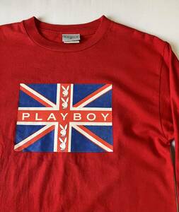 90s USA製 OLD PLAYBOY プレイボーイ 長袖 ロン Tシャツ ビンテージ オールド S 赤 90年代 アメリカ製 米国製 ラビットヘッド 長袖