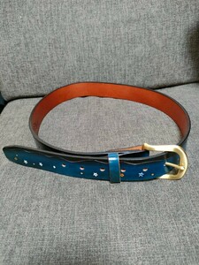 *[ brand unknown ] leather belt * star design * men's *USED[241]