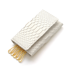 【ブラックフライデータイムセール】【送料込み】【限定】【新品】【税込み】本パイソン☆ホワイトマット☆男女兼用☆5連キーフックケース