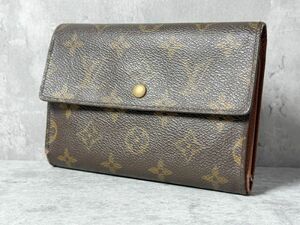 ●1円● L0096 LOUISVUITTON ルイヴィトン レディース モノグラム ポルト トレゾール エテュイ パピエ 三つ折 財布 ウォレット フランス製