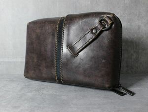 *1 jpy * L0180 DRAWER Drawer men's clutch second bag suede switch leather vintage Vintage dark brown light brown group 