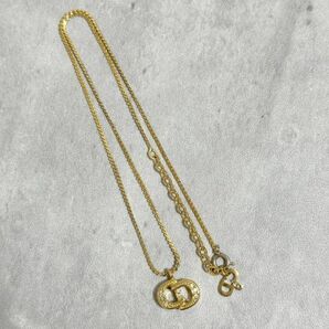 L0085 Christian Dior クリスチャンディオール レディース CD ロゴ ネックレス ラインストーン チェーン アクセサリー ジュエリー ゴールドの画像1