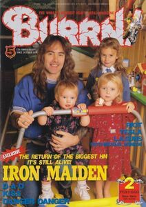 BURRN! IRON MAIDEN/RIOT/TESLA/L.A.GUNS/DAD/KISS/DANGER DANGER/MICHAEL MONROE/ヘヴィ・メタル・マガジン1990年2月号