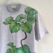 メンズTシャツ Mサイズ 観葉植物 フィカス・ウンベラータ柄Tシャツ手描きで描いたボタニカルなTシャツ 父の日 植物 アート ハンドメイド_画像2
