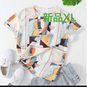 新品　レディース　半袖Tシャツ　XL 大きいサイズ　ギター柄　薄手　夏服　トップス　韓国風