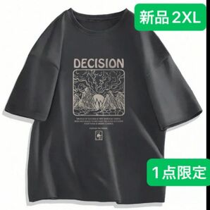 新品　レディース　半袖Tシャツ　グレー　2XL オーバーサイズ　ロゴ　韓国風　オーバーサイズ　ゆったり　大きいサイズ 3L