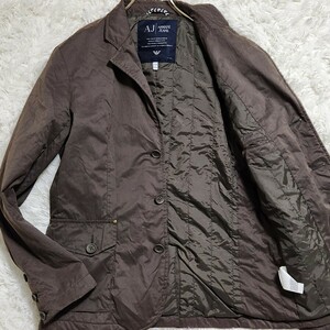  ultimate beautiful goods rare XL corresponding ARMANI JEANS Armani Jeans tailored jacket blouson nylon cotton inside quilting Brown 50 men's 