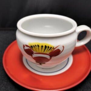 【未開封】蔵珍窯 花赤絵 珈琲碗皿 中古美品　コーヒーカップ　ソーサー　和風食器