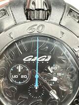 H5565 GaGaMILANOガガミラノ48MMクロノグラフメンズ腕時計クォーツプッシュボタンラバーベルト高級ラインフルブラック_画像3