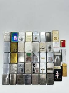 TRRR lighter together 42 point ZIPPO gas lighter other Gold silver Junk used large amount set Zippo other 