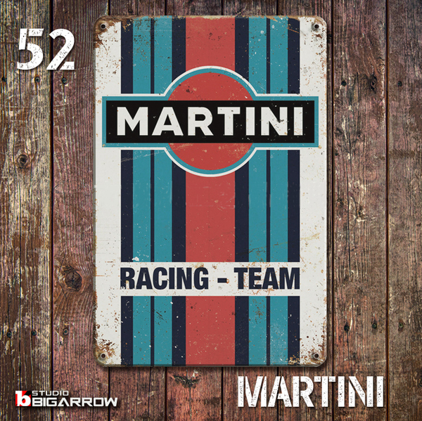 52 ブリキ看板 20×30㎝ MARTINI RACING TEAM マルティニレーシング ガレージ スチール アンティーク アメリカンインテリア 世田谷ベース