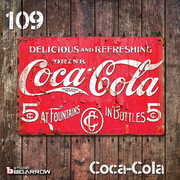 109 ブリキ看板 20×30㎝ Coca-Cola コカ・コーラ ガレージ メタルプレート アメリカンインテリア 世田谷ベース