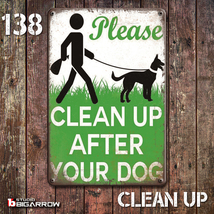 138 ブリキ看板 20×30㎝ CLEAN UP AFTER YOUR DOG お散歩マナー ガレージ アンティーク アメリカンインテリア 世田谷ベース_画像2