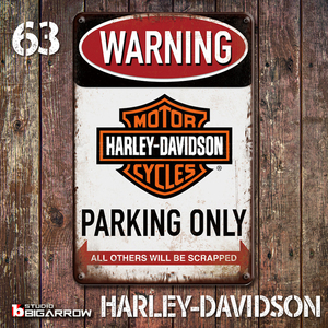 63 ブリキ看板 20×30㎝ HARLEY-DAVIDSON ハーレーダビッドソン ガレージ メタルプレート アメリカンインテリア 世田谷ベース