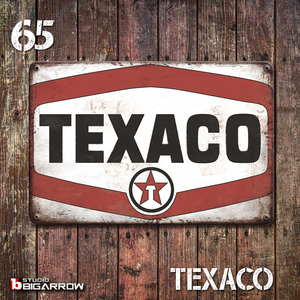 65 ブリキ看板 20×30㎝ TEXACO テキサコ ガレージ スチール アンティーク アメリカンインテリア 世田谷ベース