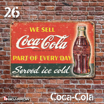 26 ブリキ看板 20×30㎝ Coca-Cola コカ・コーラ ガレージ スチール アンティーク アメリカンインテリア 世田谷ベース_画像2