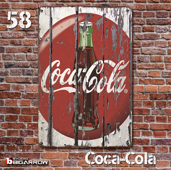 58 ブリキ看板 20×30㎝ Coca-Cola コカ・コーラ ガレージ メタルプレート アメリカンインテリア 世田谷ベース