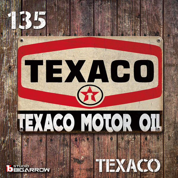 135 ブリキ看板 20×30㎝ TEXACO MOTOR OIL テキサコオイル ガレージ スチール アンティーク アメリカンインテリア 世田谷ベース