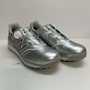 C601 newbalance ニューバランス UGB574 ゴルフシューズ US9.5 27.5cm 2E シルバー ホワイト ソフトスパイク 鋲 ダイヤル式 良好 箱付きの画像10