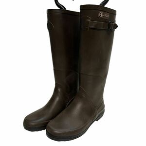 C974 AIGLE Aigle lady's rain boots boots 35 approximately 22.5cm Brown Raver France made 