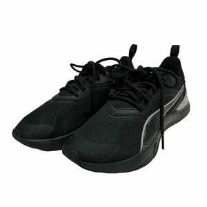 D294 PUMA Puma Lady s спортивные туфли US6 22.5cm черный серебряный сетка хороший 