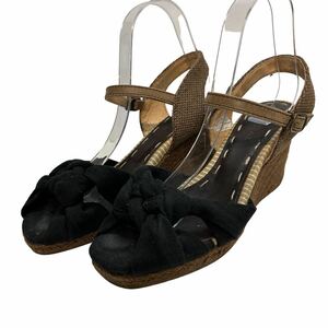 D307 REGAL Reagal lady's espadrille strap sandals Wedge sole 24cm Brown black 