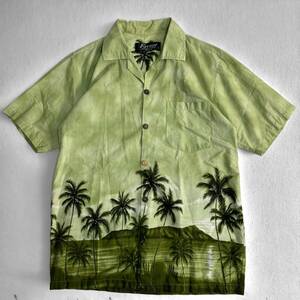 【Favant】ファバント USA古着 アロハシャツ HAWAII ハワイアンシャツ ヤシの木 グリーン リゾート お洒落 VINTAGE オールド 古着