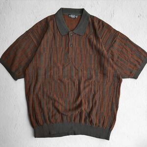 貴重【SIMPLE LIFE】シンプルライフ VINTAGE 半袖ニットポロ 立体デザイン レトロ 昭和 オールド 古着 レナウン RENOWN