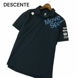 DESCENTE デサント Move Sport★ プリント 半袖 ストレッチ サンスクリーン ポロシャツ Sz.L　メンズ ネイビー トレーニング　A4T04453_4#A