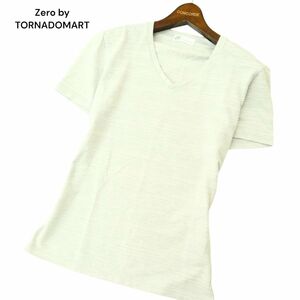 Zero by TORNADOMART トルネードマート メランジ ボーダー★ リンクス 半袖 カットソー Tシャツ Sz.M　メンズ グレー 日本製　A4T04457_4#D