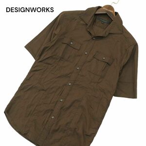 DESIGNWORKS デザインワークス アバハウス 春夏★ 半袖 ワーク シャツ Sz.48　メンズ 茶色 日本製　A4T04546_4#A