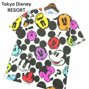 新品★ Tokyo Disney RESORT 東京ディズニーリゾート 限定 ミッキーマウス★ 総柄 半袖 カットソー Tシャツ Sz.M　メンズ　A4T04794_5#D