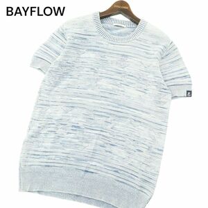 BAYFLOW ベイフロー 春夏 ネイティブ柄★ ウォッシュ加工 半袖 コットン ニット Tシャツ Sz.4　メンズ　A4T04809_5#J