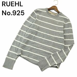 RUEHL No.925 ルールナンバー925 通年 ドッグ刺繍★ ボーダー 長袖 カットソー Tシャツ Sz.M　メンズ グレー　A4T04839_5#F