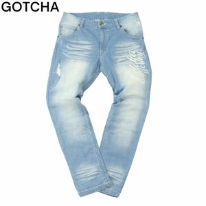 GOTCHA Gotcha Logo вышивка * повреждение обработка стрейч обтягивающие джинсы брюки джинсы Sz.L мужской Surf A4B02272_5#R