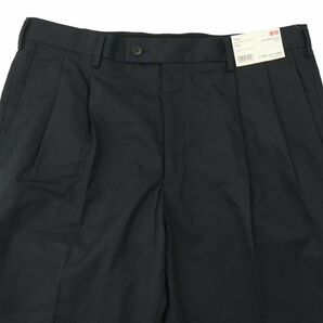 【新品 未使用】 UNIQLO ユニクロ 春夏 ドライ ツータック スラックス パンツ Sz.91 メンズ ネイビー 大きいサイズ A4B02236_5#Pの画像3