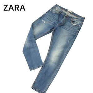 ZARA MAN ザラ マン 通年 ダメージ＆USED加工★ スキニー デニム パンツ ジーンズ Sz.34　メンズ 大きいサイズ　A4B02219_5#R