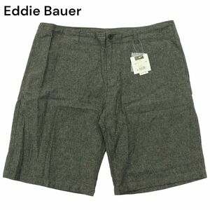 【新品 未使用】 Eddie Bauer エディーバウアー 春夏 【麻 リネン】 ハーフ ショート パンツ Sz.XL　メンズ 灰 大きいサイズ　A4B02212_4#P